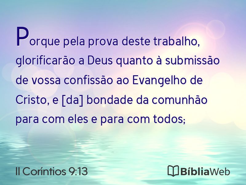 II Coríntios 9:13 em imagem para compartilhar