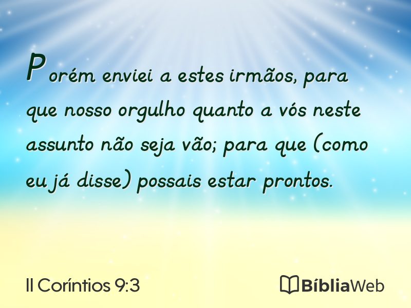 II Coríntios 9:3 em imagem para compartilhar