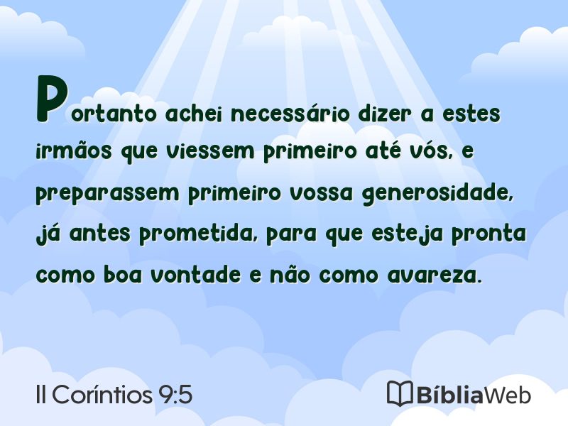 II Coríntios 9:5 em imagem para compartilhar
