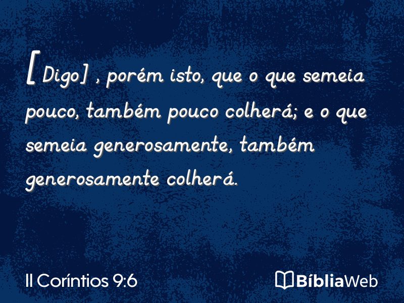 II Coríntios 9:6 em imagem para compartilhar