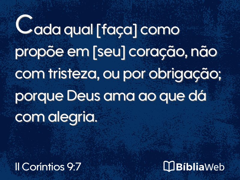 II Coríntios 9:7 em imagem para compartilhar