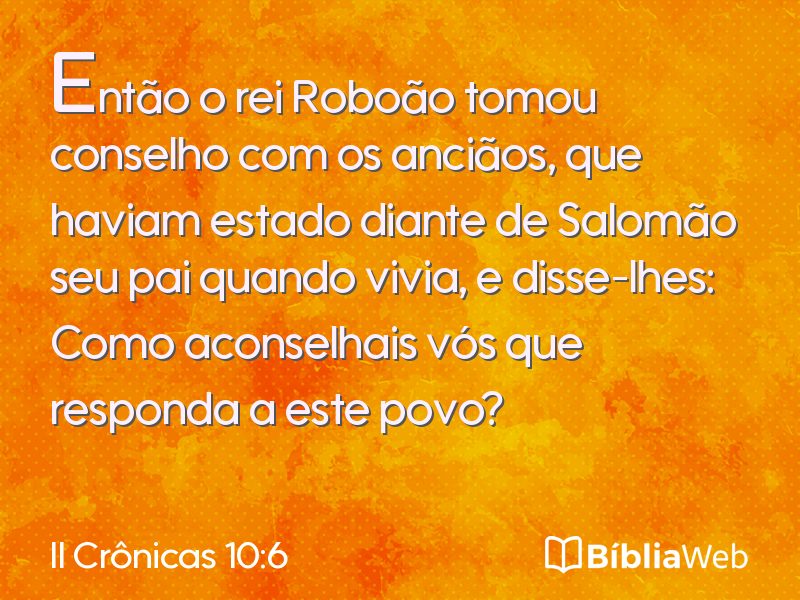 II Crônicas 10:6 em imagem para compartilhar