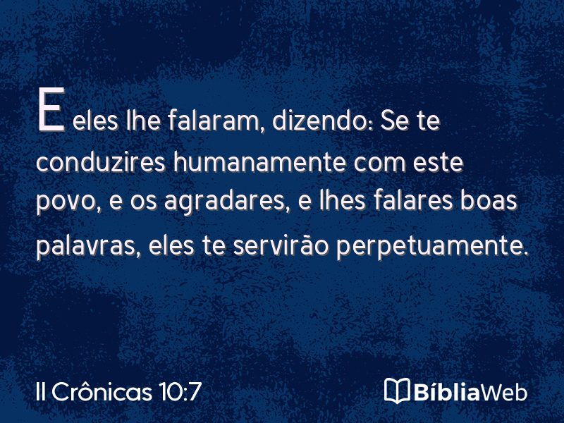 II Crônicas 10:7 em imagem para compartilhar
