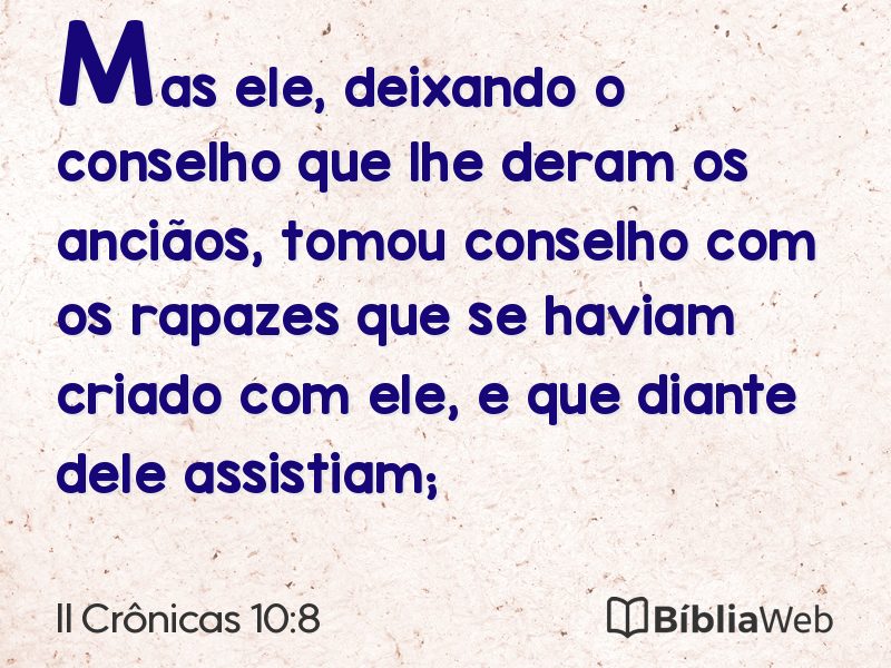 II Crônicas 10:8 em imagem para compartilhar