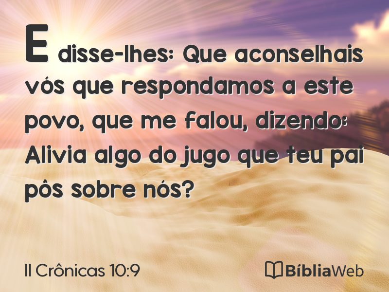 II Crônicas 10:9 em imagem para compartilhar