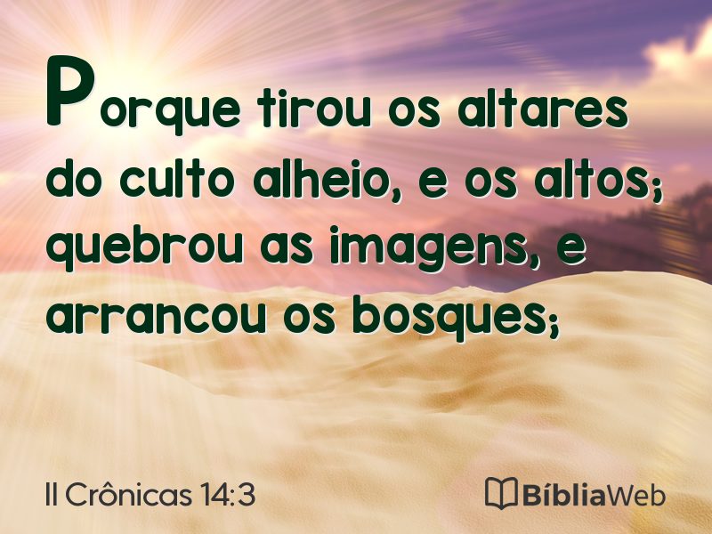 II Crônicas 14:3 em imagem para compartilhar