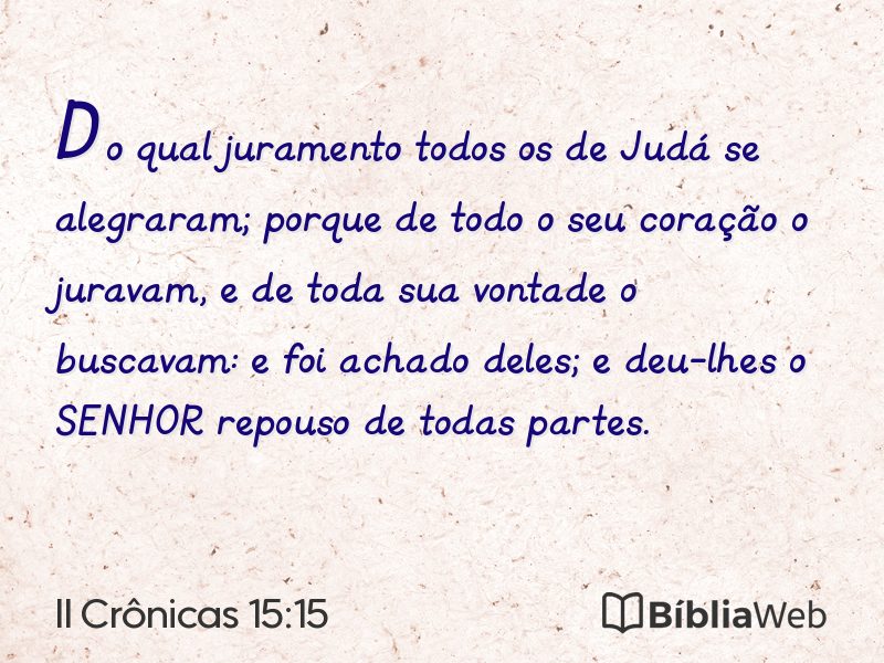 II Crônicas 15:15 em imagem para compartilhar