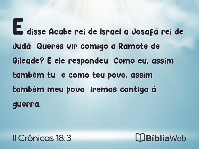 II Crônicas 18:3 em imagem para compartilhar