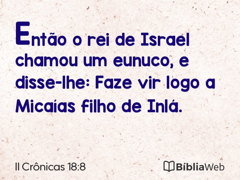 II Crônicas 18:8 em imagem para compartilhar