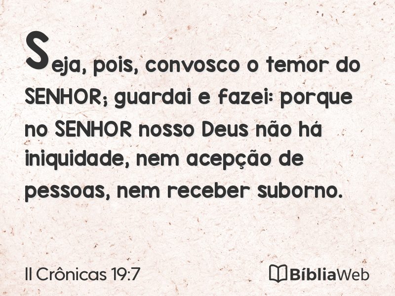 II Crônicas 19:7 em imagem para compartilhar