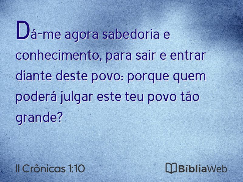 II Crônicas 1:10 em imagem para compartilhar
