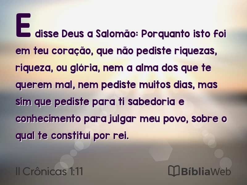 II Crônicas 1:11 em imagem para compartilhar