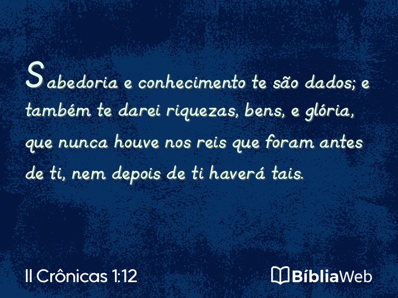 II Crônicas 1:12 em imagem para compartilhar