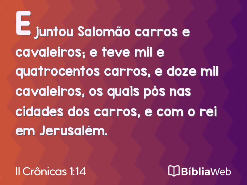 II Crônicas 1:14 em imagem para compartilhar