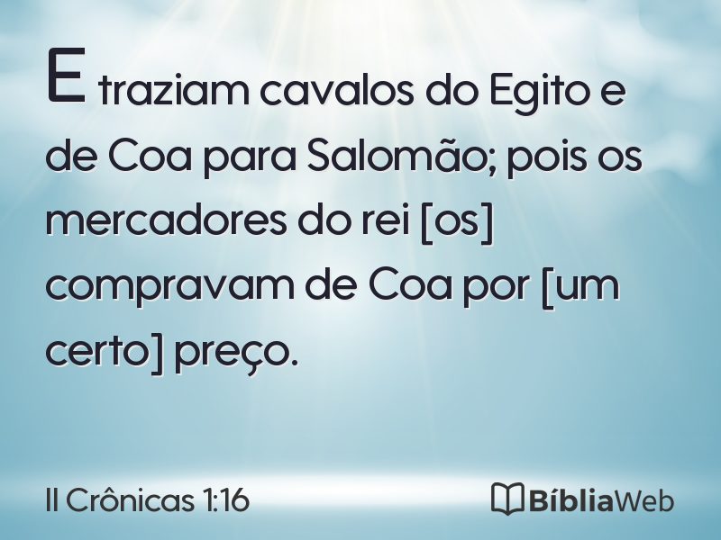 II Crônicas 1:16 em imagem para compartilhar