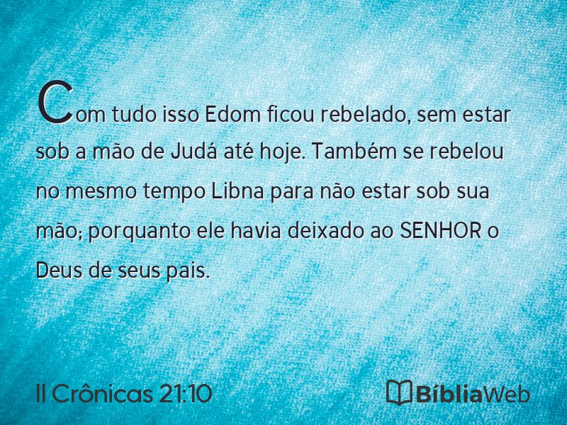 II Crônicas 21:10 em imagem para compartilhar