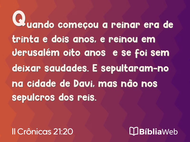 II Crônicas 21:20 em imagem para compartilhar