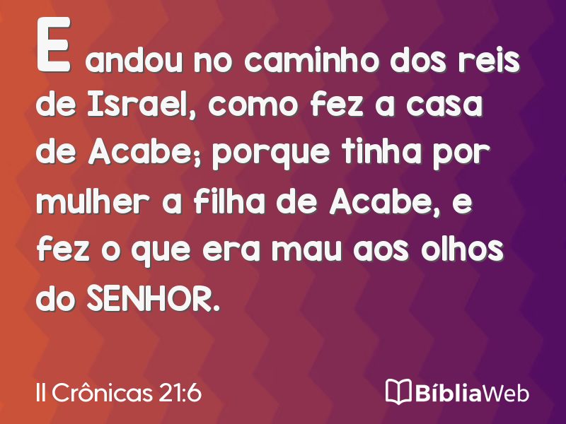 II Crônicas 21:6 em imagem para compartilhar