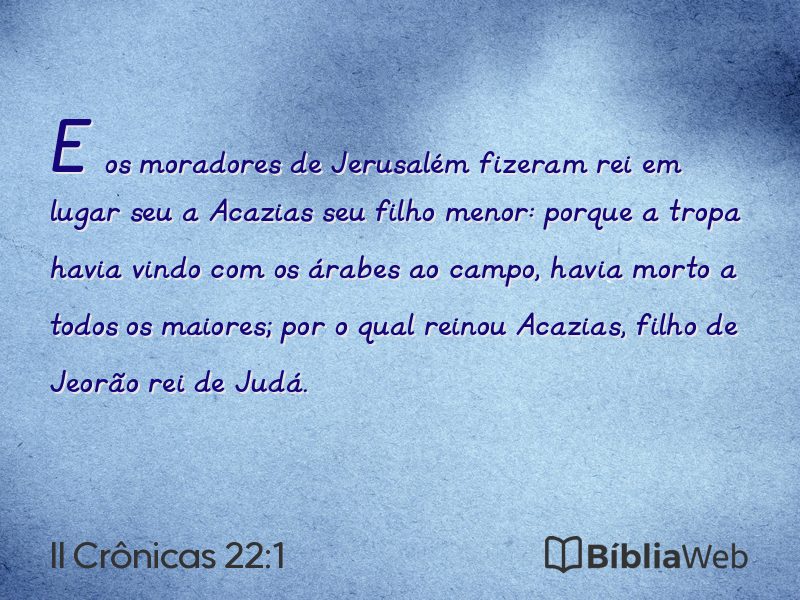 II Crônicas 22:1 em imagem para compartilhar