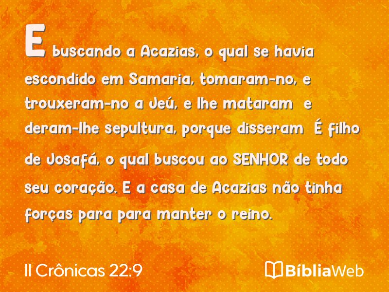 II Crônicas 22:9 em imagem para compartilhar