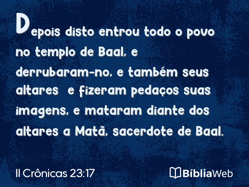 II Crônicas 23:17 em imagem para compartilhar