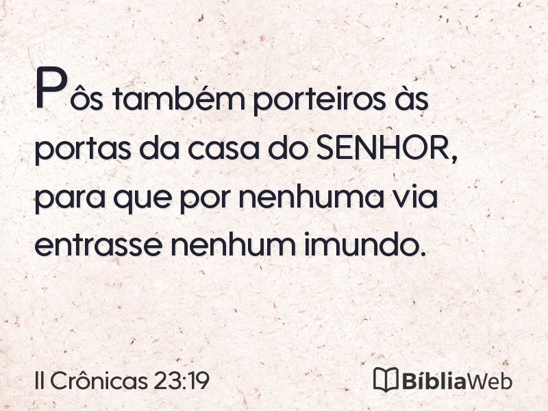 II Crônicas 23:19 em imagem para compartilhar