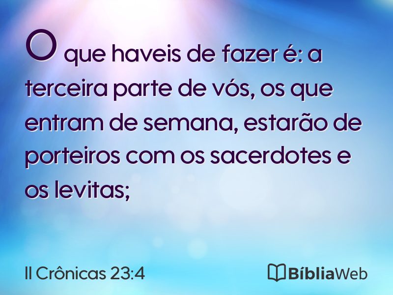 II Crônicas 23:4 em imagem para compartilhar