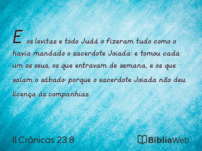 II Crônicas 23:8 em imagem para compartilhar