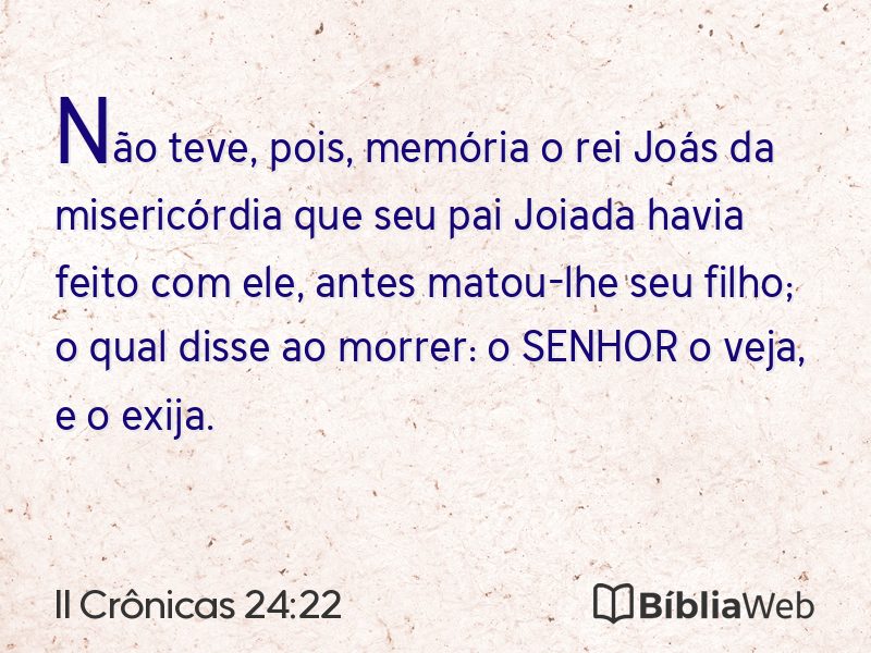 II Crônicas 24:22 em imagem para compartilhar