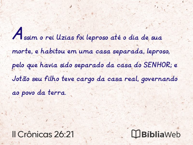 II Crônicas 26:21 em imagem para compartilhar