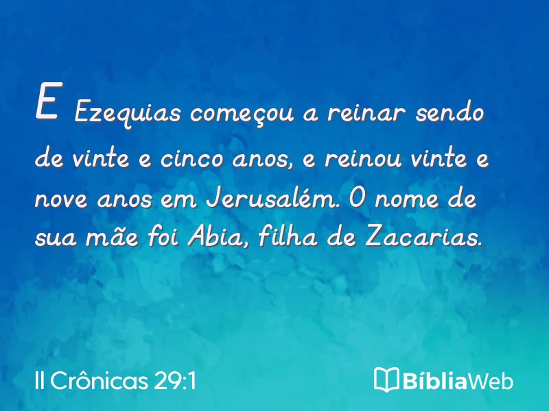 II Crônicas 29:1 em imagem para compartilhar