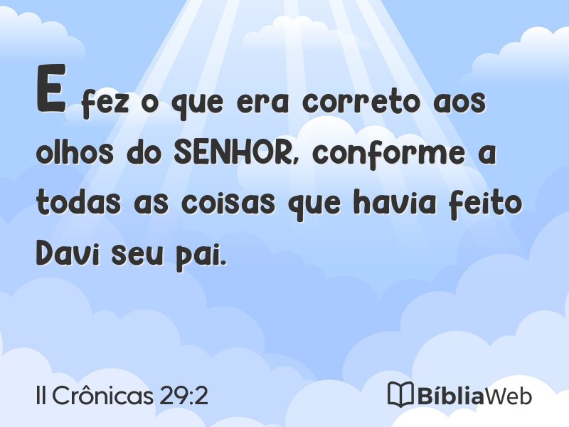 II Crônicas 29:2 em imagem para compartilhar
