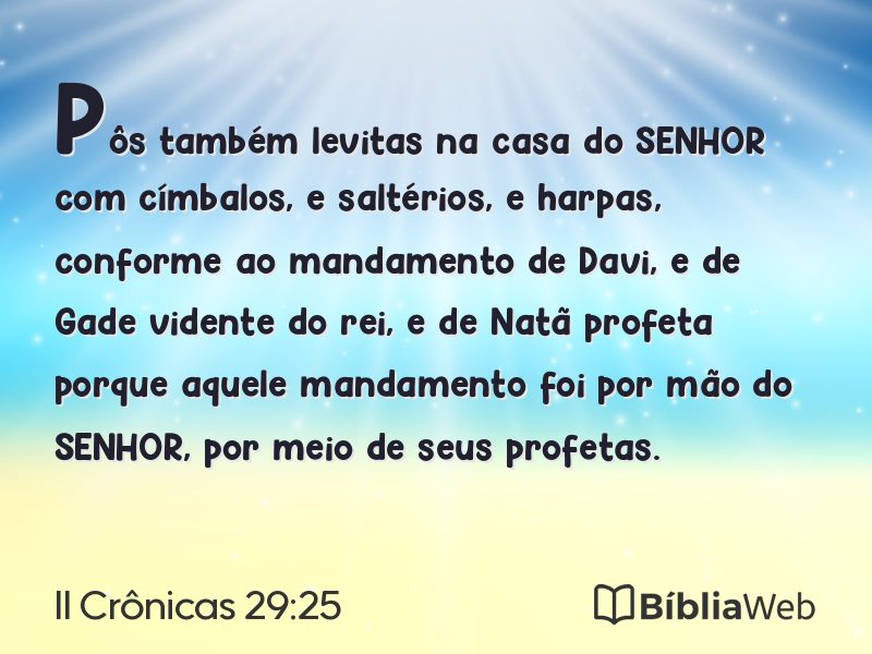 II Crônicas 29:25 em imagem para compartilhar