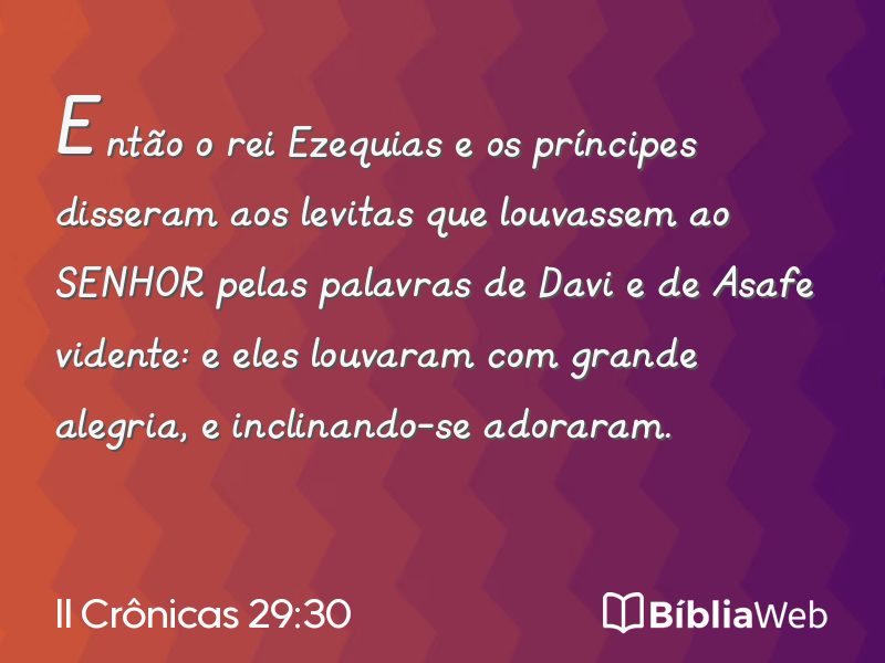 II Crônicas 29:30 em imagem para compartilhar