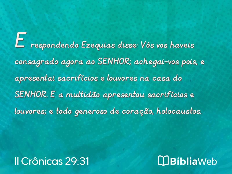 II Crônicas 29:31 em imagem para compartilhar