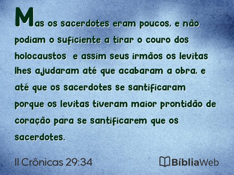 II Crônicas 29:34 em imagem para compartilhar