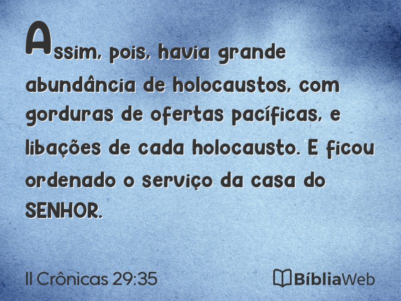 II Crônicas 29:35 em imagem para compartilhar