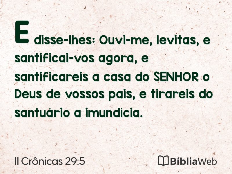II Crônicas 29:5 em imagem para compartilhar