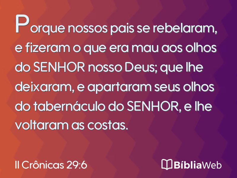 II Crônicas 29:6 em imagem para compartilhar