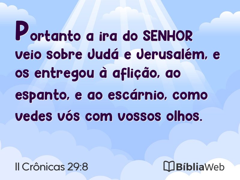 II Crônicas 29:8 em imagem para compartilhar