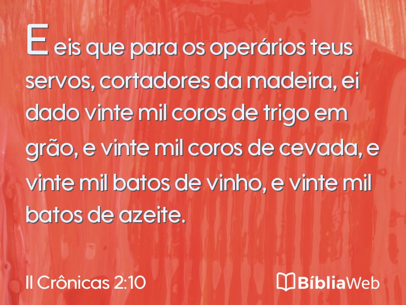 II Crônicas 2:10 em imagem para compartilhar