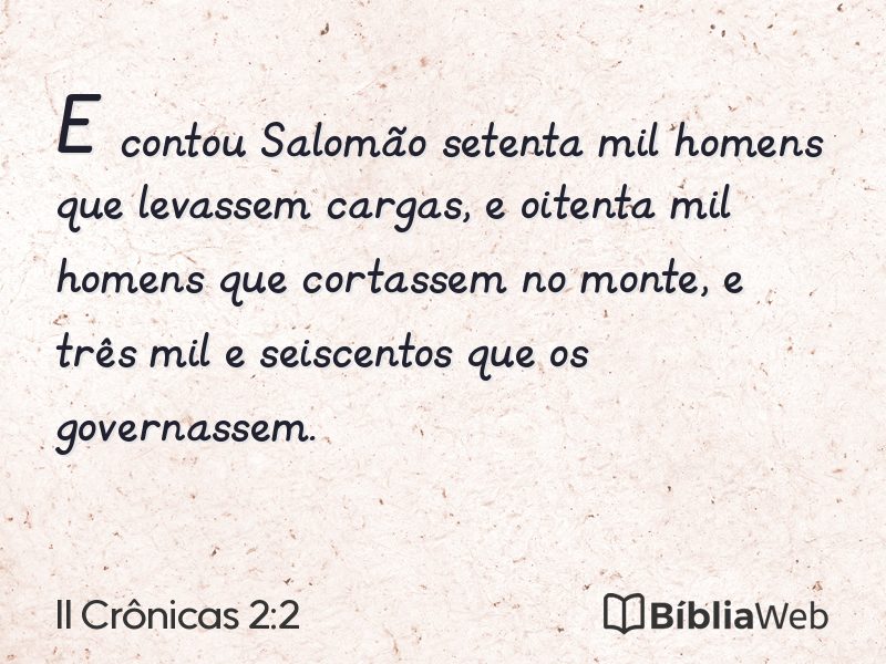 II Crônicas 2:2 em imagem para compartilhar