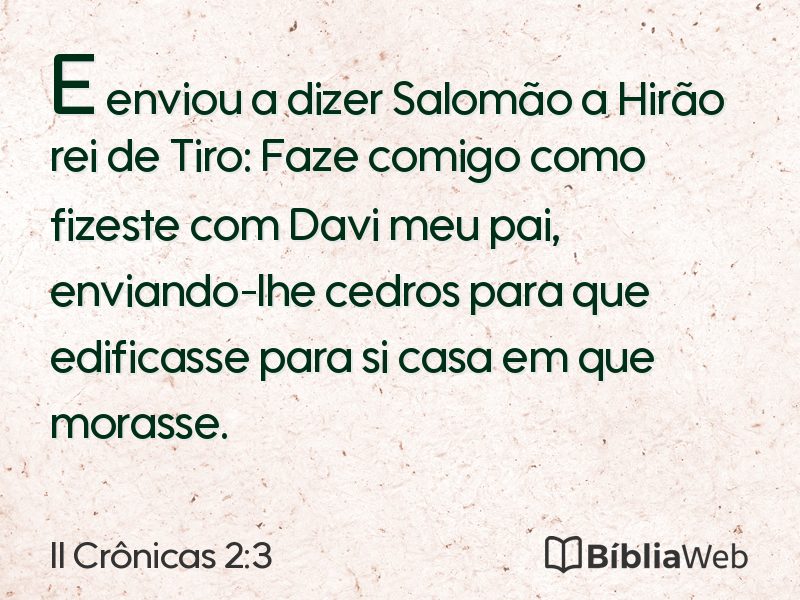 II Crônicas 2:3 em imagem para compartilhar