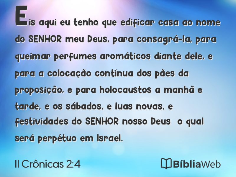 II Crônicas 2:4 em imagem para compartilhar