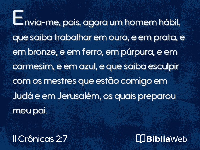 II Crônicas 2:7 em imagem para compartilhar