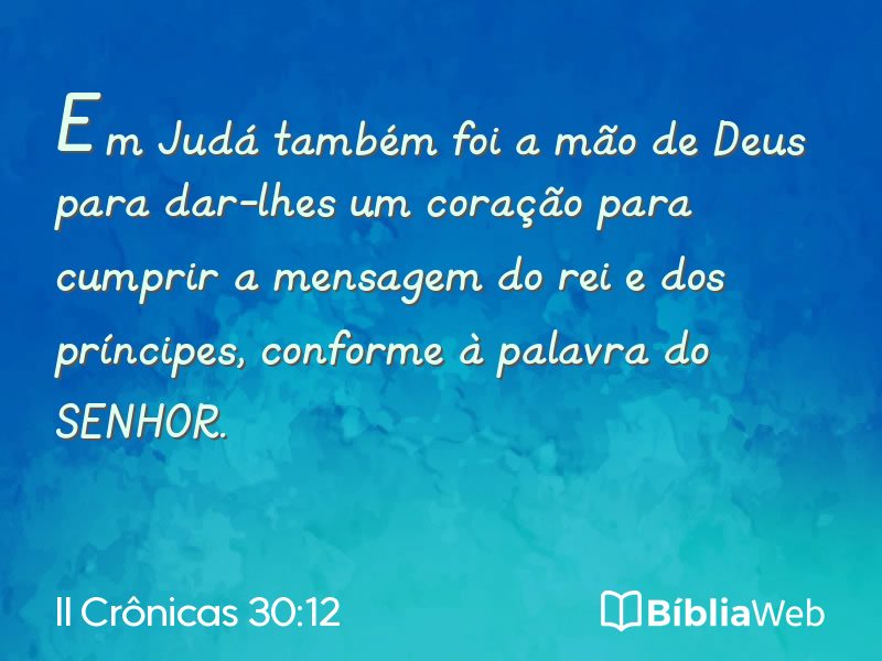 II Crônicas 30:12 em imagem para compartilhar