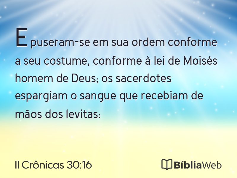II Crônicas 30:16 em imagem para compartilhar