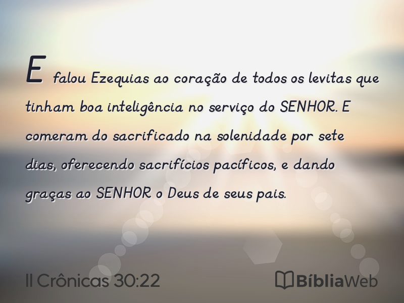 II Crônicas 30:22 em imagem para compartilhar