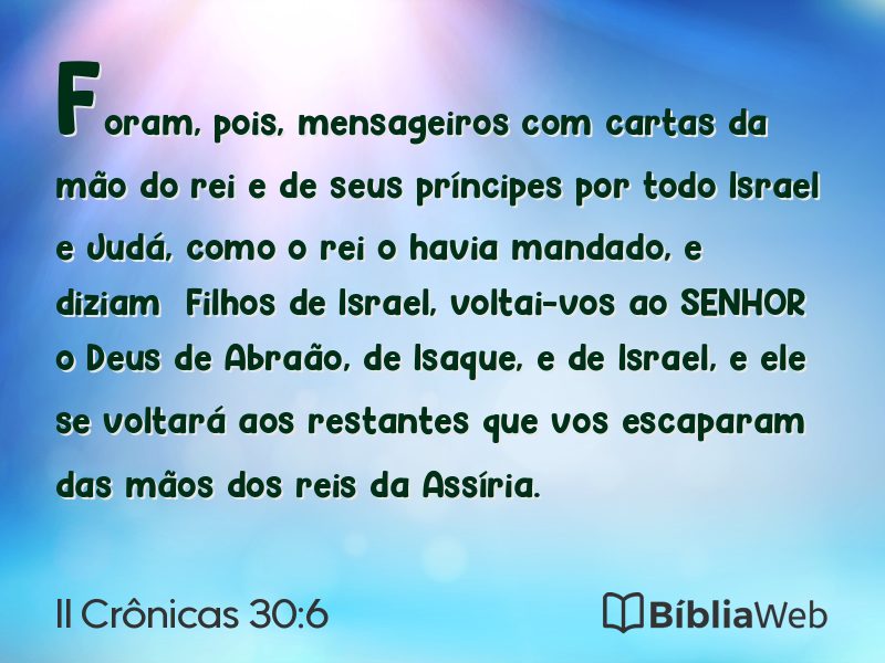II Crônicas 30:6 em imagem para compartilhar