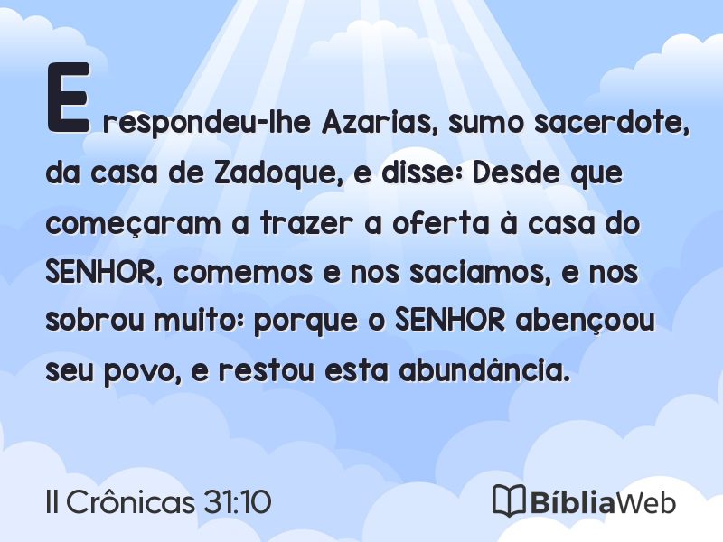 II Crônicas 31:10 em imagem para compartilhar